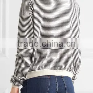 High Quality Woman Wearing Cashmere Thin Striped Turtleneck Sweater thumbnail-3