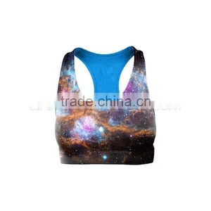 Galaxy Lava Compression Sports Fitness Bra With Sky Blue Internal Structure Made With Soft Supplex for Feel Free Push up thumbnail-1