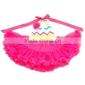 American Girls Multi Color Chevron Satin Halter Dress With Rose Tutu Dress thumbnail-1