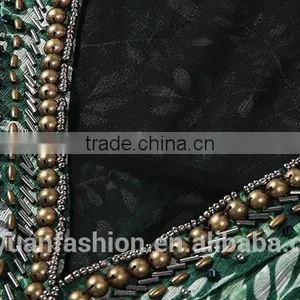 Ladies Elegant Party Dress Chiffon Leaf Bead Loose Prom Dress 2017 thumbnail-4