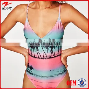 Factory Price Wholesale 100% Cotton Women Sexy Printed Swimsuit One Piece Swimsuit thumbnail-2