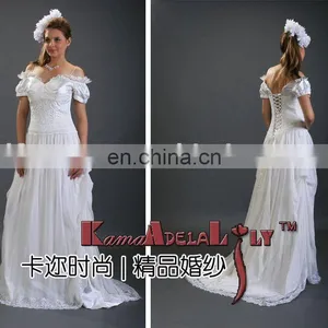 EB401 Elegant Design Short Sleeve Wedding Classic Dress Dresses thumbnail-1