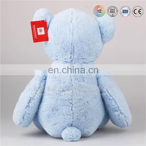 Factory Price 20cm Stuffed Blue Teddy Bear Embroidered Plush Toy With Bowtie thumbnail-6
