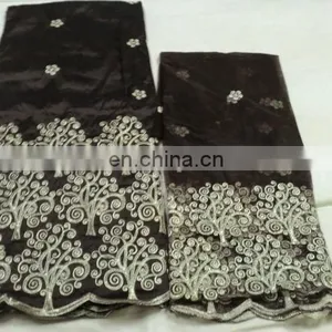 Indian African New Sky Raw Silk George Fabric Wrapper With Matching Blouse thumbnail-1