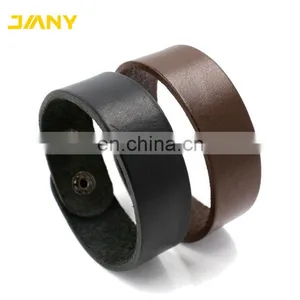 Newest Different Kinds Size Blank Wide Leather Bracelet thumbnail-3