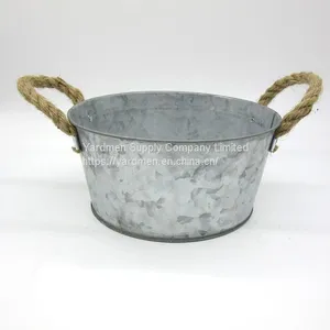 2018 Europe Style Design Galvanized Finish Metal Flower Pot Container thumbnail-5