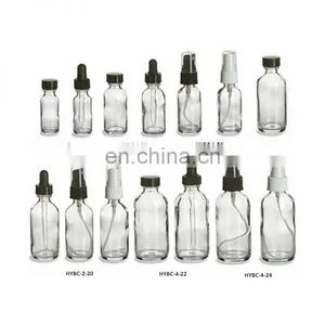 1 oz Clear Boston Round Glass Bottle With Black Fine Mist Spray thumbnail-1