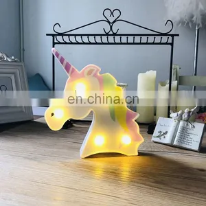 Bedroom Wall Decoration Colorful Unicorn Battery Operated Marquee LED Night Light thumbnail-1
