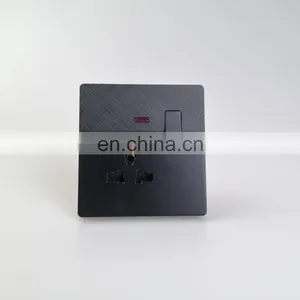 Hot Selling Senior Black Wall Socket Copper Electrical Accessories Power Indicator New Style Double Socket thumbnail-3