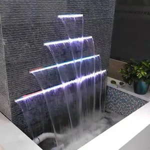 RGB LED Waterfall Light for Garden Pool Decoration Replaceable Strip Water Descent Fountain thumbnail-1