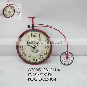 Wholesale Cheap Decorative Metal Fancy Bicycle Clock for Wall Decor thumbnail-1