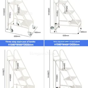 Superior Quality Portable Book Access Ladder With Universal Jointed Wheels & Brake – Great for Home Libraries and Book Collections thumbnail-3