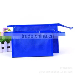 Europe Candy Color Blue Classic Bag Woven Leather Cosmetic Travel Organiser Bag thumbnail-1