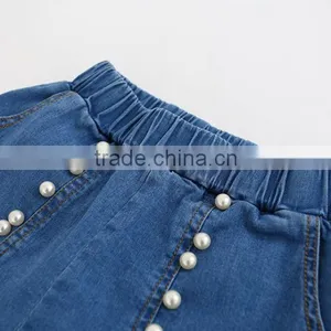 Girl Clothing Korean Cute Baby Girl Beaded Clothes Shorts 2016 New Summer Girl Pearl Pocket Jeans Lovely Girl Short Pants thumbnail-2