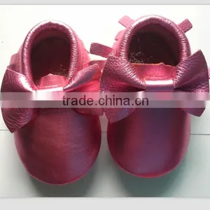 2015 Wholesale New Arrival Hot Pink Newborn Baby Leather Shoes for Girls thumbnail-1