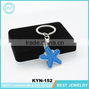 Latest Promotional Children Gifts Painting Sea Star Keychain Custom Metal Key Ring thumbnail-1