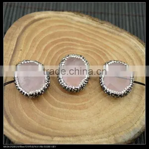 Wholesale LFD-0032B Natural Druzy Agate Pave Rhinestone Crystal Connector Beads For Making Bracelet Jewelry Finding thumbnail-2