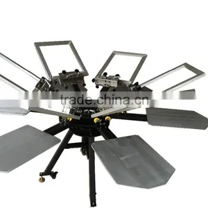 Manual Turntable T-shirt Garment Textile Screen Printing With 6 Color 6 Stations With Micro Registration thumbnail-2