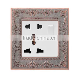 Wall Electrical Wholesale High Quality Zinc Material 1 Gang 1 Way Switch and 5 Hole Socket thumbnail-2