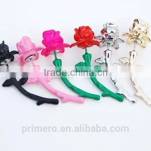 Vintage Stereo Rose Earrings Paint Piercing Stud Earrings Punjabi thumbnail-3