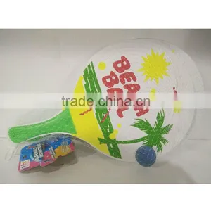 Classic Wooden Beach Tennis Racket Paddle Ball Play Game Set thumbnail-3