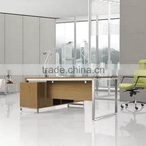 DT-14 High End Stainless Steel Base Office Table Modern Design MDF Executive Table thumbnail-4