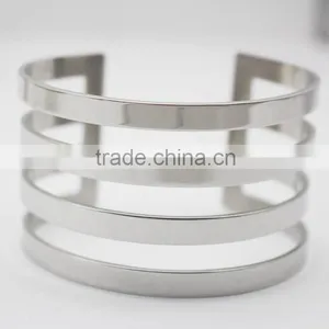 Fashion Hollow Out Stainless Steel Opening Cuff Bangle Bracelet thumbnail-5