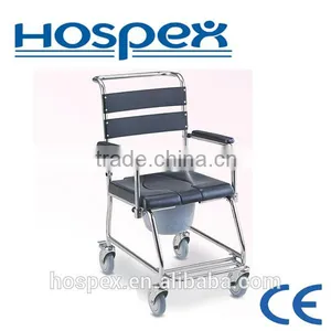 Flip-up Armrest Stainless Steel Commode Chair With Castor thumbnail-1