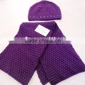 Fashion Acrylic Pailletted Hat Scarf Set thumbnail-1
