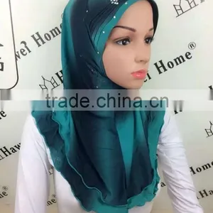 H276 New Style Two Tone Hijab With Crystals thumbnail-1