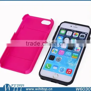 RUGGED IMPACT HYBRID BUILT-IN CARD SLOT STORAGE (PC+TPU) BACK CASE FOR IPHONE 6 PlUS 5.5" (2014 VERSION) thumbnail-1