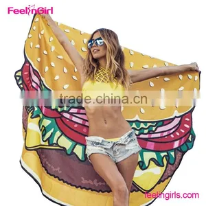 Round Beach Towel Hamburg With Print Custom Print Beach Towel Sarong Pareo thumbnail-1
