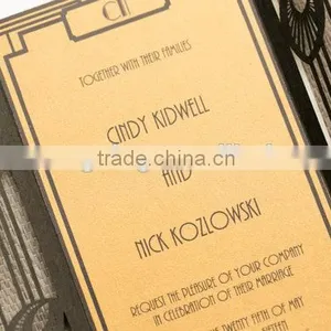 2016 Newmengxing Art Deco Wedding Invitation, Laser Cut Art Deco Motif, Unique Wedding Invitation, Modern Invite thumbnail-3