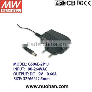 Meanwell 9v 0.66a Power Supply/5 ~ 6W AC-DC Single Output Wall-mounted Type thumbnail-1