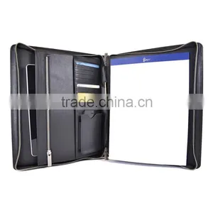 Leather Zippered Writing Portfolio, Leather Tablet Portfolio With Smartphone Pocket thumbnail-1