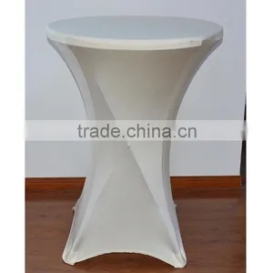 Ivory Shiny Spandex Bar Cocktail Table Cover/cloth for Sales thumbnail-1