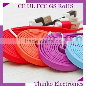 Colorful Flat Noodle Micro Usb Cable Used for All Kinds of Android Smart Phones thumbnail-1