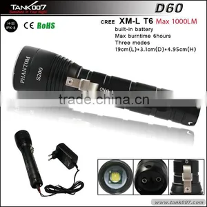 Tank007 D60 New Design 1000LM High Power Diving Flashlight, Diving Light, Diving Torch thumbnail-1