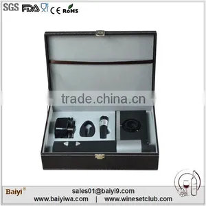 Banquet Favor Leather Box Electric Wine Opener Set With Vacuum Stopper thumbnail-1