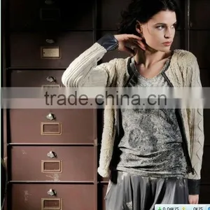Ladies Cream Pocket Long Cardigan thumbnail-1