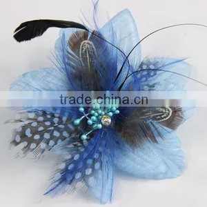 Girls Feather Brooch Hair Bow Clips Brooch Feather Blue thumbnail-1