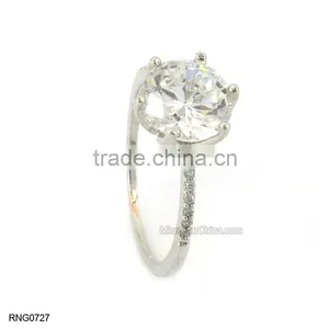 Simple Fashion Engagement Wedding Antique Copper Ring Plated White Gold thumbnail-2