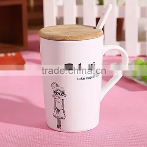 12 oz Plain White Ceramic Mug With Lid thumbnail-2