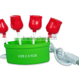 BRAND NEW Flower Shaped 4 Port USB Hub for PC Home Office thumbnail-2