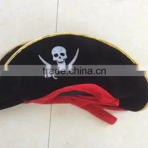 Halloween Party Dress up Caribbean Pirate Hat With Skull Logo thumbnail-1