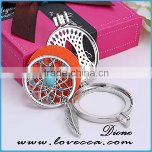 DIY Silver Round Hollow Fragrance Oil Diffuser Necklace Pendant Wholesale Fashion Aromatherapy Necklace thumbnail-5