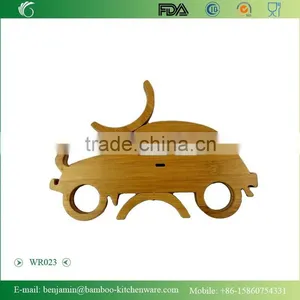 WR023/100% Bamboo Material Hot Sale Car Shaped Folding Bamboo Wine Rack thumbnail-1