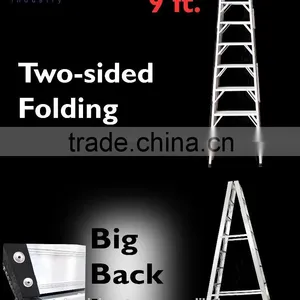 Aluminium Two-Sided Folding Big-Back-Leg 9 Step Ladders thumbnail-1
