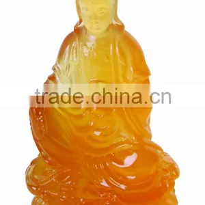 Amber Color Crystal Buddha Statue of Guanyin Bodhisattva --BF006 thumbnail-1