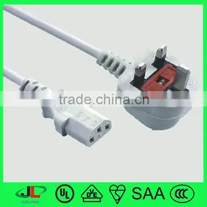 White Wire Cable 3 Cores Lead With uk Plug and C13 thumbnail-1